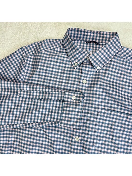 Vineyard Vines Other - Vineyard Vines Button Down Shirt Mens M Pink Blue Gingham On The Go Performance